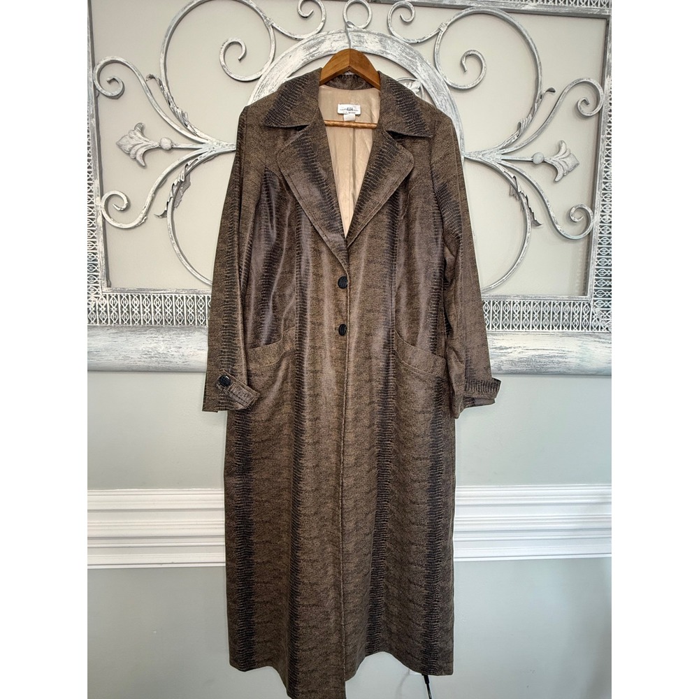 IC Collection by Connie Brown Snakeskin Print Duster Coat Longline Jacket 1171-J